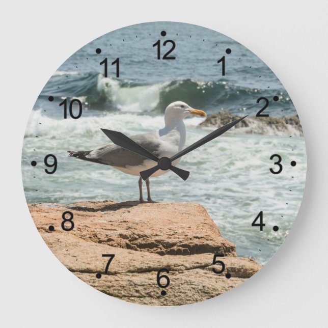 Maine Küste Seagull  Große Wanduhr (Vorderseite)