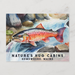 *~* Maine Lachs Fische schwimmen Fluss Wasser AP49 Feiertagspostkarte