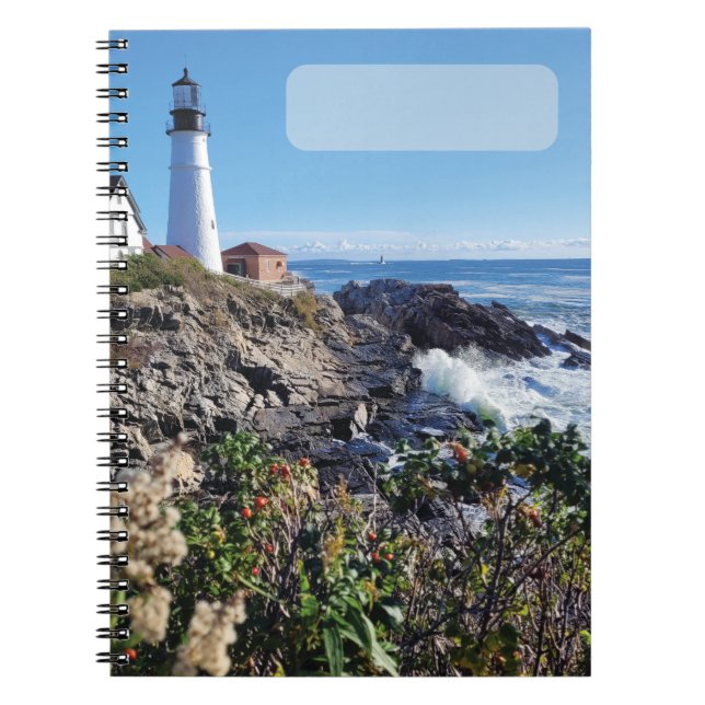 Maine-Leuchtturm-Cover 80-seitiges Spiral-Tagebuch Notizblock (Vorderseite)