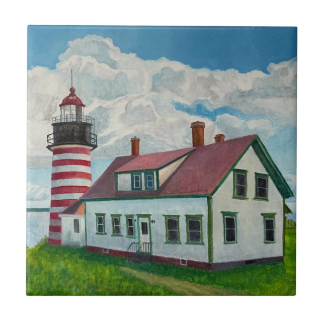 Maine-Leuchtturm Fliese (Vorderseite)