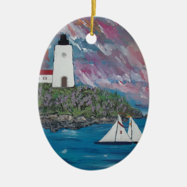 Maine-Leuchtturm-Malerei Keramikornament (Vorne)