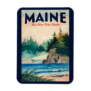 Maine Leuchtturm-Malerische Illustration Reise Kun Magnet