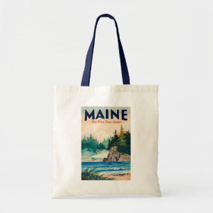 Maine Leuchtturm-Malerische Illustration Reise Kun Tragetasche