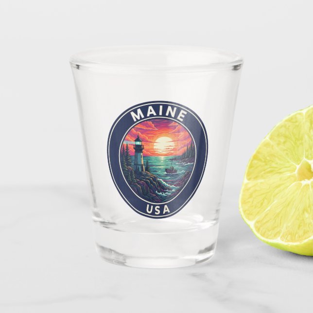 Maine Leuchtturm Reise Schnapsglas (Vorderseite)