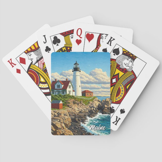 Maine Leuchtturm Reise Spielkarten (Rückseite)