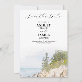 Maine Lighthouse Acadia Park Save the Date Wedding Einladung