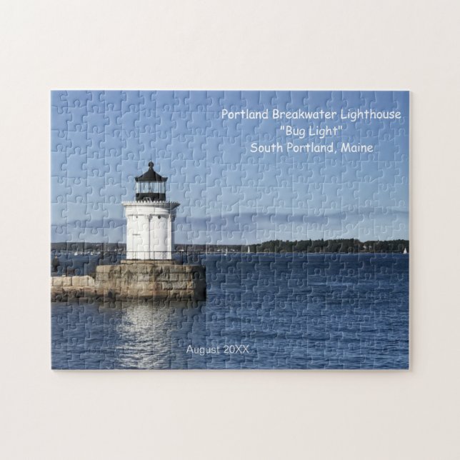 Maine Lighthouse Bug Light S Portland Datum besuch Puzzle (Horizontal)