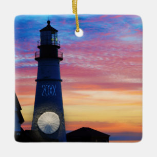 Maine Lighthouse Family Foto Keramik Ornament