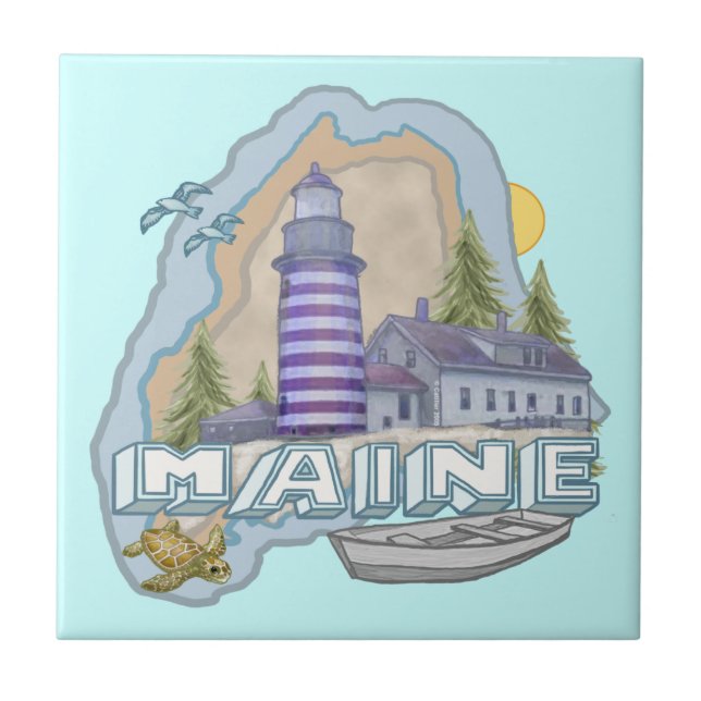 Maine Lighthouse Fliese (Vorderseite)