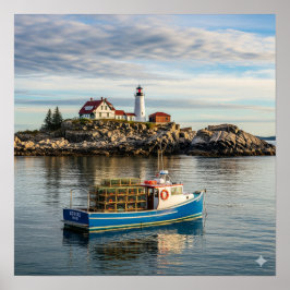 Maine Lighthouse Island Poster