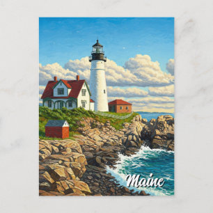 Maine Lighthouse Travel Postkarte