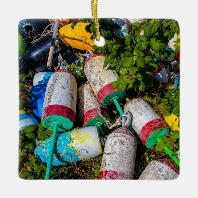 Maine Lobster Buoys Keramikornament (Vorderseite)