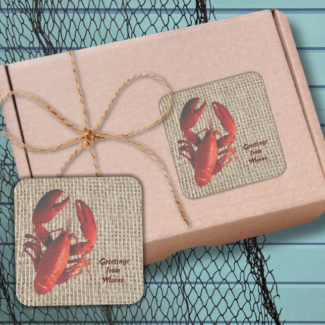 Maine Lobster Coastal Grüße Sticker (Customize these cute Maine Lobster sickers. Send your loved ones a little touch of your Hometown!)