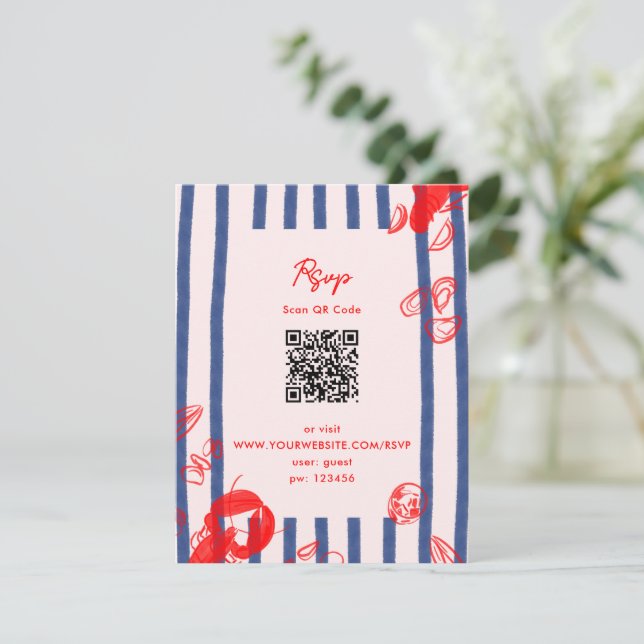 Maine Lobster Oysters Clams East Coast Wedding RSVP Karte (Stehend Vorderseite)
