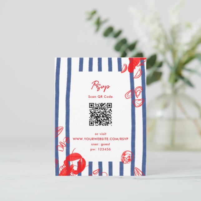 Maine Lobster Oysters Clams East Coast Wedding RSVP Karte (Stehend Vorderseite)
