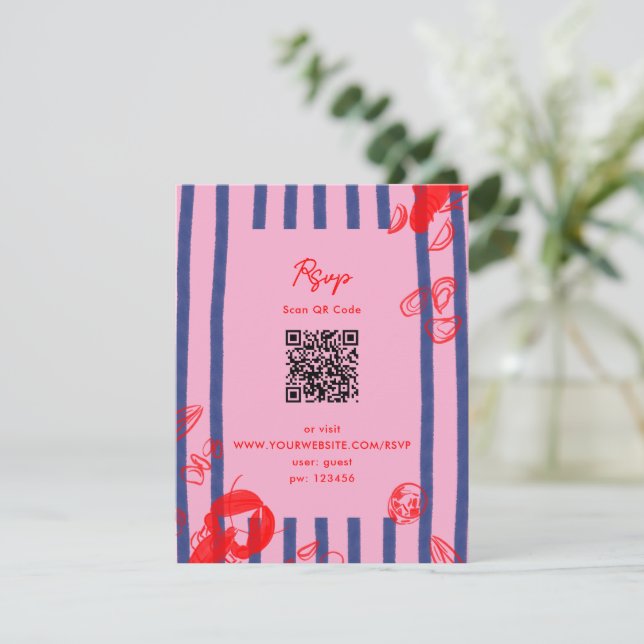 Maine Lobster Oysters Clams East Coast Wedding RSVP Karte (Stehend Vorderseite)