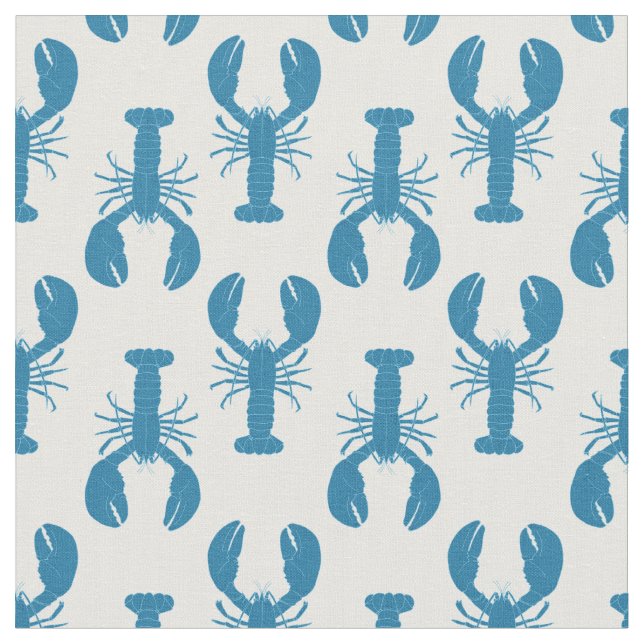 Maine Lobsters Küstenmuster in Blau und Weiß Stoff (Nahaufnahme)