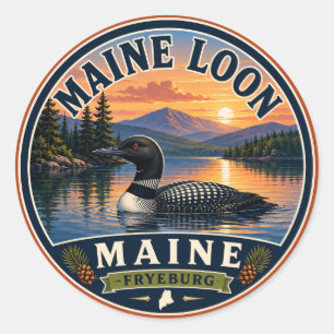 Maine Loon Fryeburg Maine Rundumaufkleber Runder Aufkleber