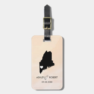 Maine Map Wedding Luggage Tag, Name des Paares Gepäckanhänger