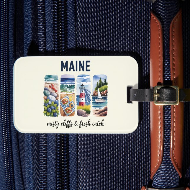 Maine - Misty Cliffs & Fresh Catch Gepäckanhänger (Vorderseite Insitu 4)