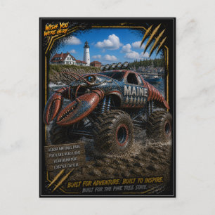 Maine Monster Truck Gelände Kunst Postkarte