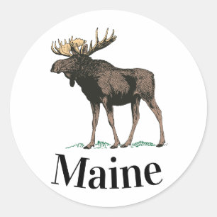 Maine Moose Runder Aufkleber