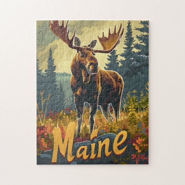 Maine Moose Vintag Puzzle (Vertikal)