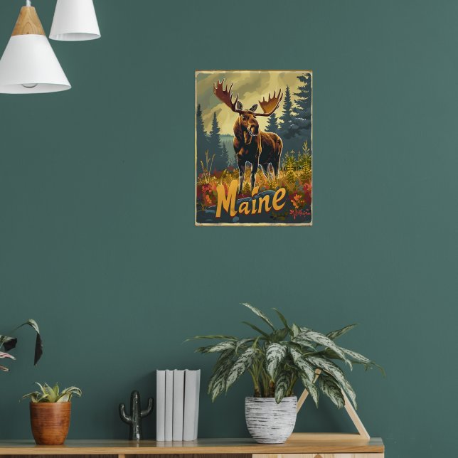 Maine Moose Vintage Poster (Wohnzimmer 1)