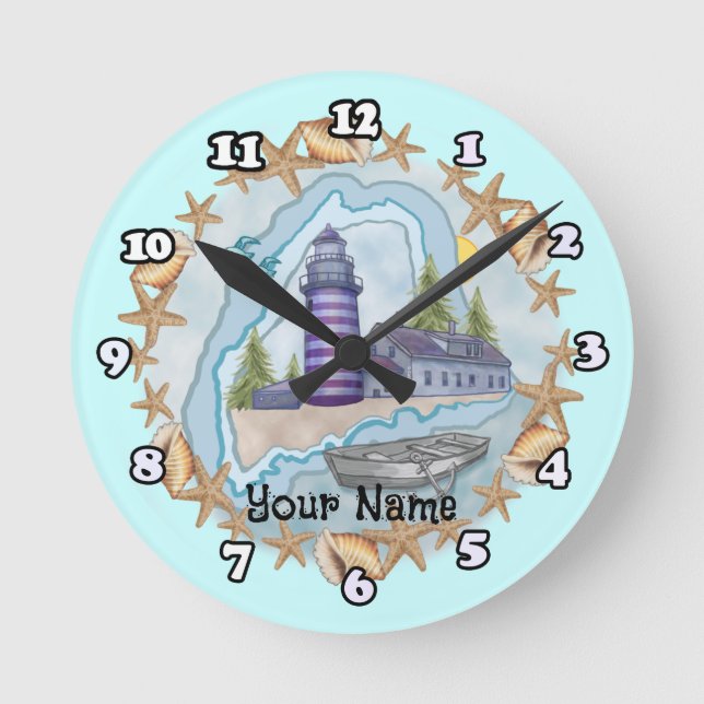 Maine Muscheln Lighthouse Uhr (Vorderseite)