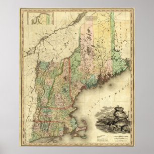 Maine, New Hampshire, Vermont, Massachusetts Poster