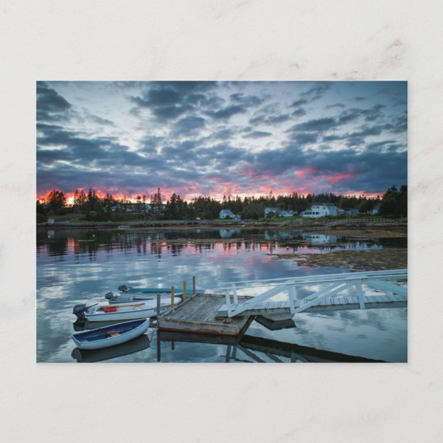 Maine, Newagen, Sonnenuntergang Hafen 2 2 Postkarte (Vorderseite)