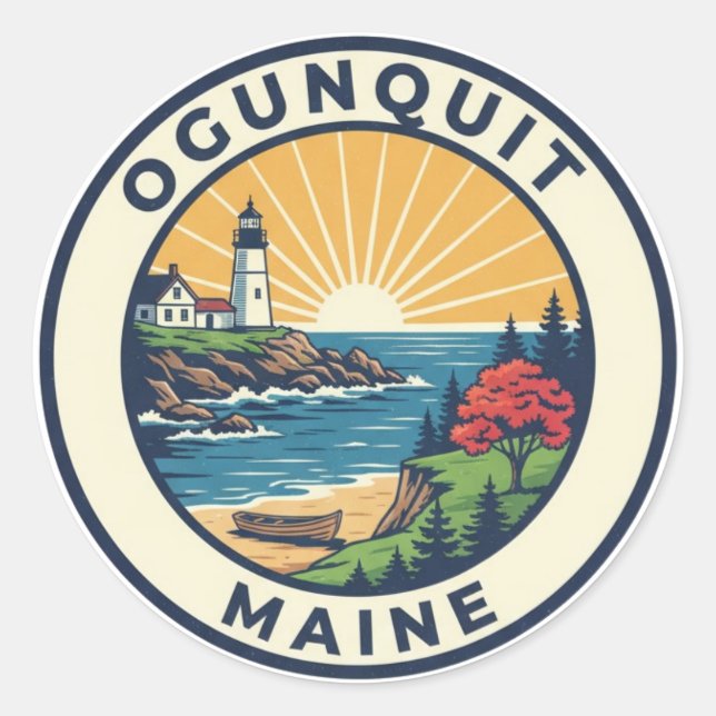 Maine Ogunquit Reise Runder Aufkleber (Vorderseite)