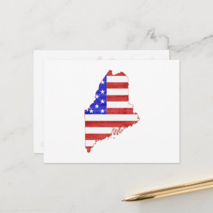 Maine Patriotic Staat Shaped American Flag Postkarte