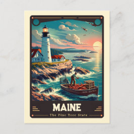 Maine | Patriotischer Geist Vintag Postkarte