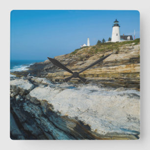 Maine, Pemaquid Point, Pemaquid Point Leuchtturm Quadratische Wanduhr