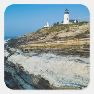 Maine, Pemaquid Point, Pemaquid Point Lighthouse Quadratischer Aufkleber