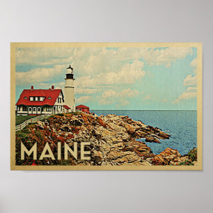 Maine-Plakat-Vintages Reise-Leuchtturm-Plakat Poster