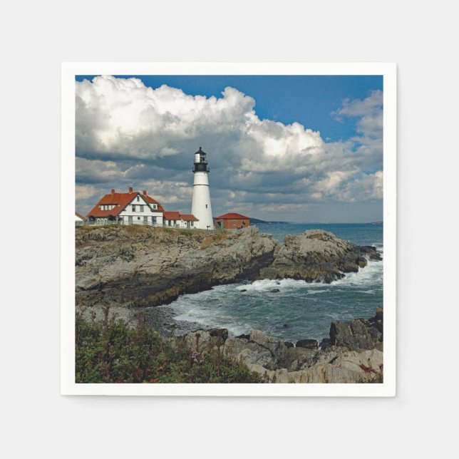 Maine Portland Head Lighthouse Foto Serviette (Vorderseite)
