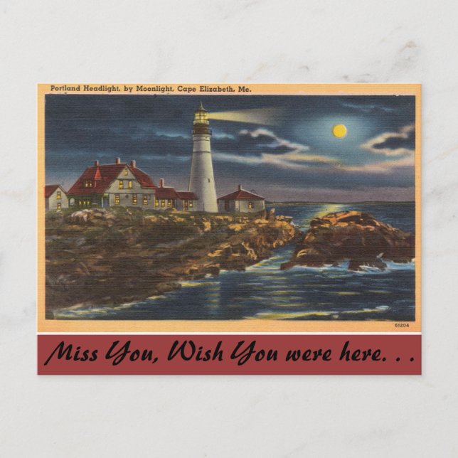 Maine, Portland Headlight, Cape Elisabeth Postkarte (Vorderseite)