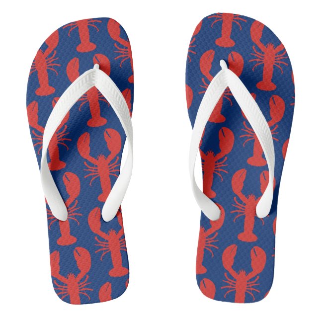Maine Red Lobster Preppy Navy Flip Flops (Fußbett)
