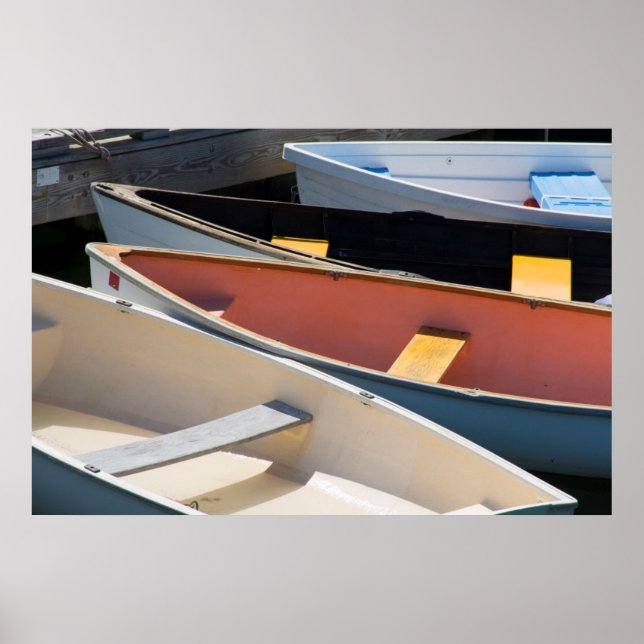 Maine, Rockland. Farbige Boote in Rockland Poster (Vorne)