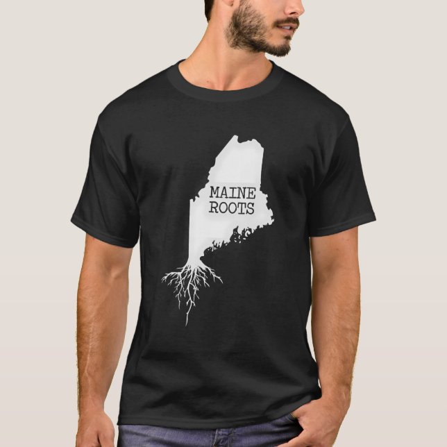 Maine Roots Staat Kartengift T-Shirt (Vorderseite)