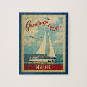 Maine-Segelboot-Vintage Reise Puzzle