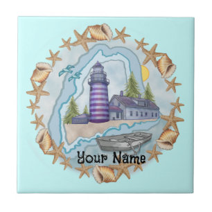 Maine Shells Leuchtturm Fliese