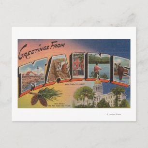 Maine (Staat-Hauptstadt/Blume)Großer Letter Postkarte