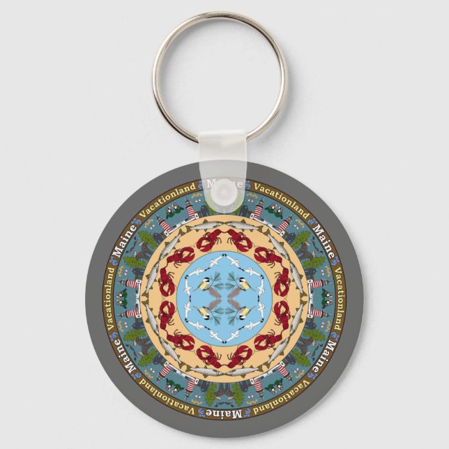 Maine Staat Mandala Schlüsselanhänger (Vorderseite)