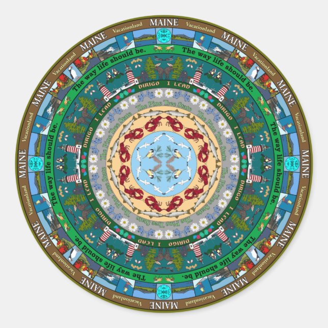 Maine Staat Mandala Sticker (Vorderseite)