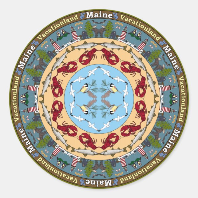 Maine Staat Mandala Sticker (Vorderseite)