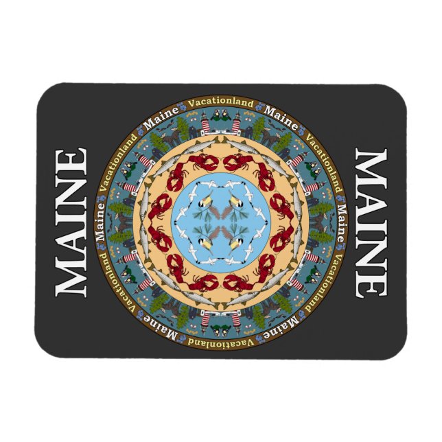 Maine Staat Mandala Vinyl Magnet (Horizontal)