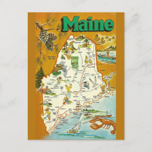 Maine Staat Map Postkarte